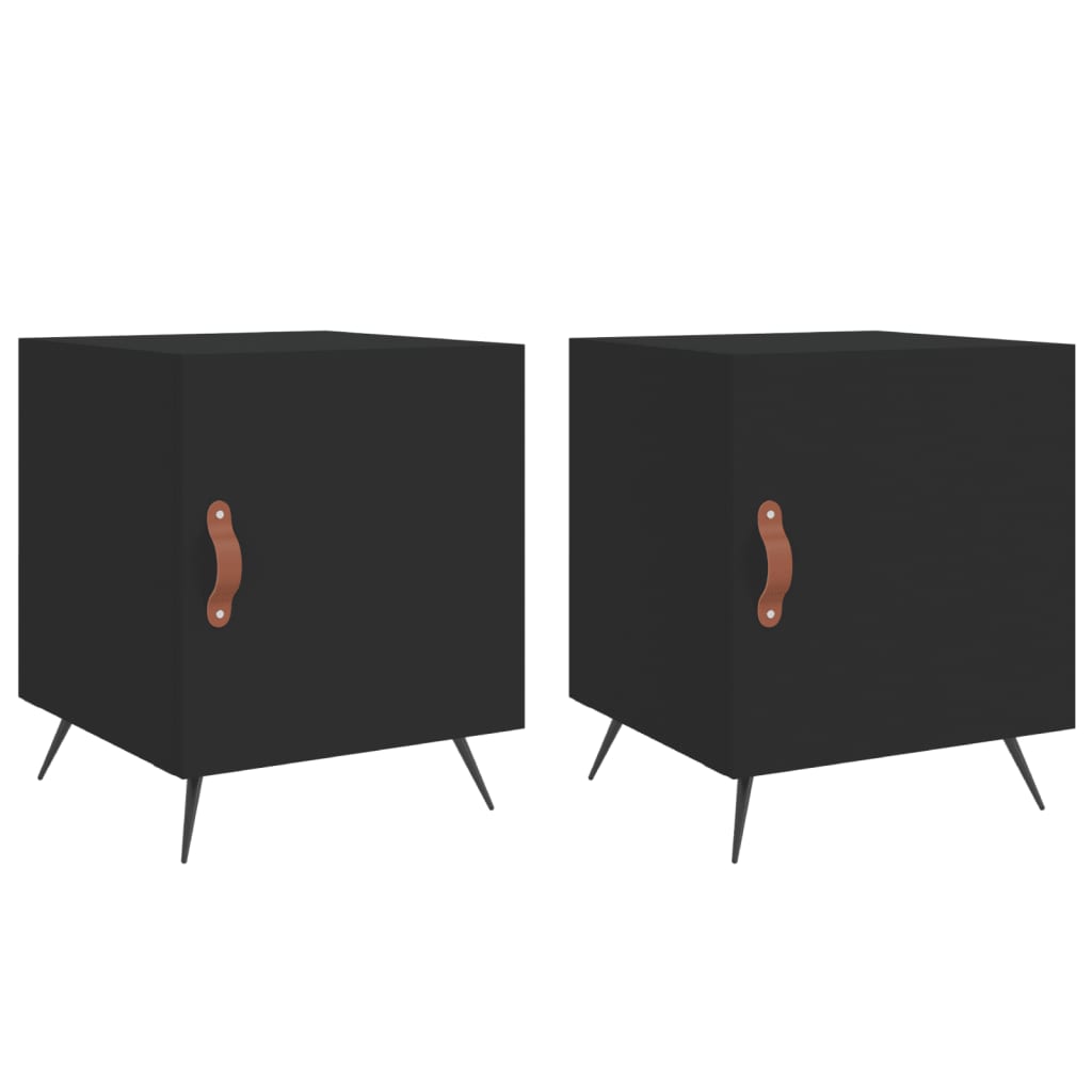 Sengeborde 2 stk Sort 40x40x50 cm træmateriale
