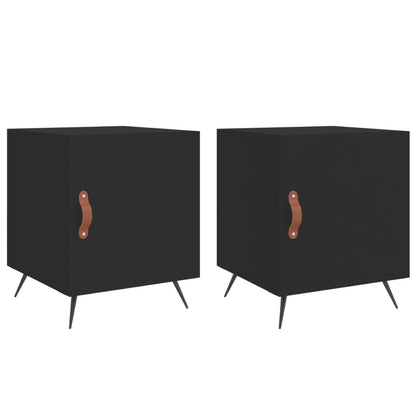 Sengeborde 2 stk Sort 40x40x50 cm træmateriale