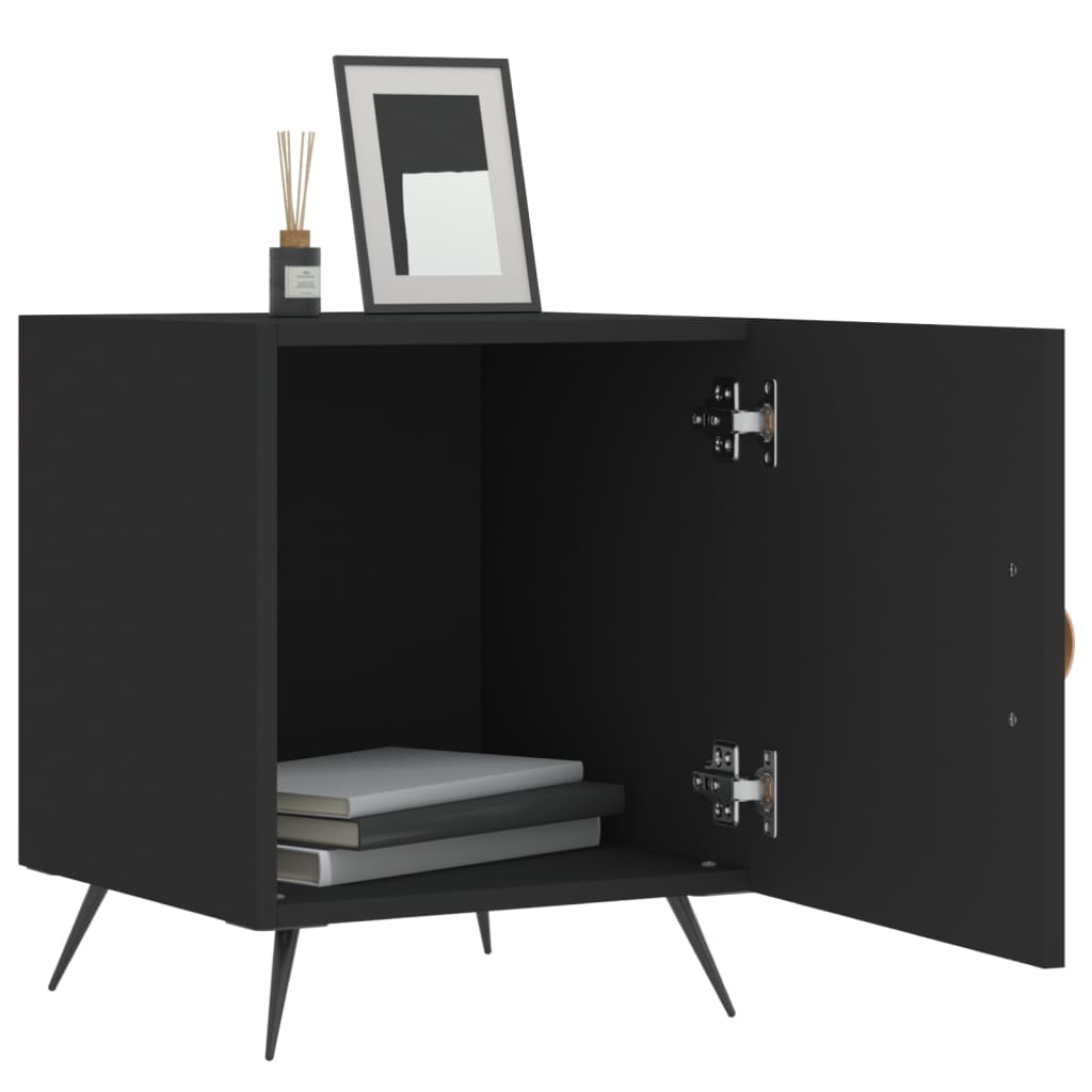 Sengeborde 2 stk Sort 40x40x50 cm træmateriale