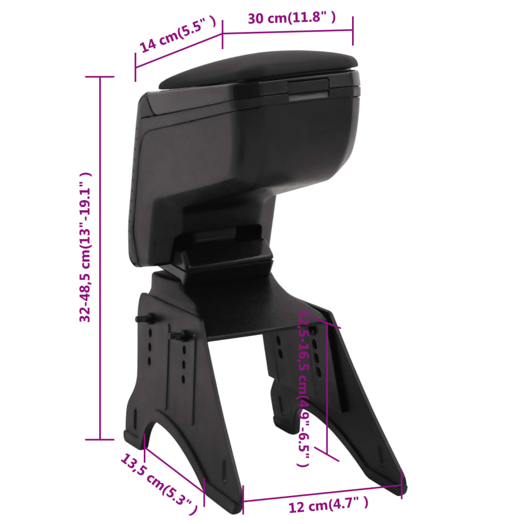 Auto-Armlehne Universal Schwarz 14x30x(32-48,5) cm ABS