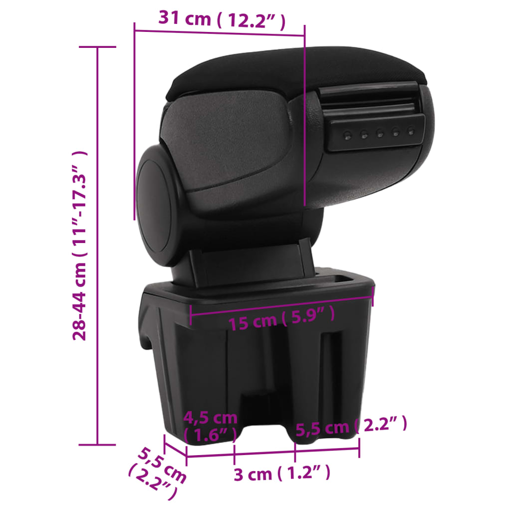 Auto-Armlehne Schwarz 15x31x(28-44) cm ABS