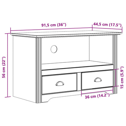 TV-Schrank mit 2 Schubladen BODO 91,5x44,5x56 cm Kiefernholz