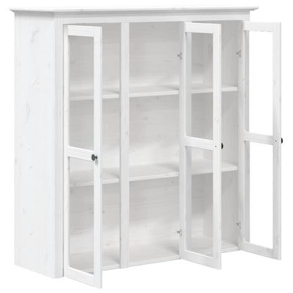 Vitrinenschrank mit Glastüren BODO Weiß Massivholz Kiefer