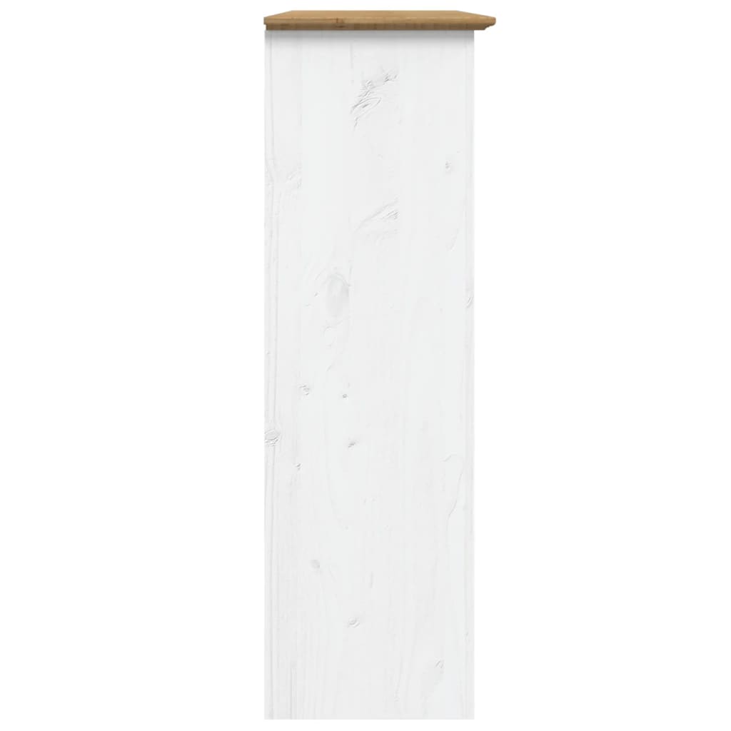 Vitrinenschrank mit Glastüren BODO Weiß und Braun Kiefernholz