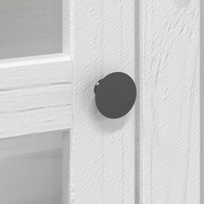 Vitrinenschrank mit Glastüren BODO Weiß und Braun Kiefernholz
