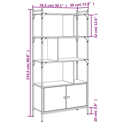 Bücherregal mit Türen Grau Sonoma 76,5x30x154,5cm Holzwerkstoff