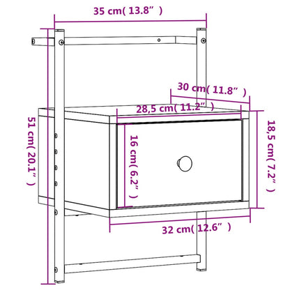 Wand-Nachttisch Sonoma-Eiche 35x30x51 cm Holzwerkstoff