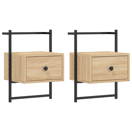 Wand-Nachttische 2 Stk. Sonoma-Eiche 35x30x51 cm Holzwerkstoff