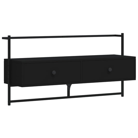 TV-Wandschrank Schwarz 100,5x30x51 cm Holzwerkstoff