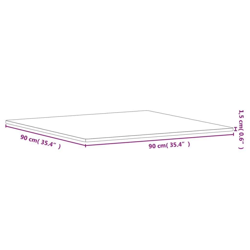 Tischplatte 90x90x1,5 cm Quadratisch Massivholz Buche