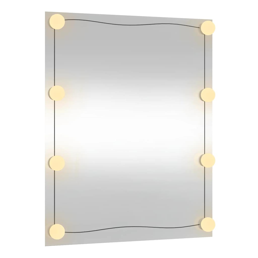 Wandspiegel mit LED-Leuchten 50x60 cm Glas Rechteckig