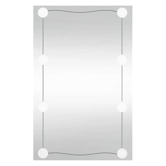 Wandspiegel mit LED-Leuchten 50x80 cm Glas Rechteckig