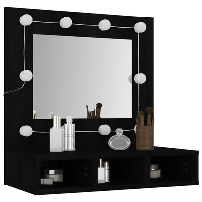 Spiegelschrank mit LED Schwarz 60x31,5x62 cm