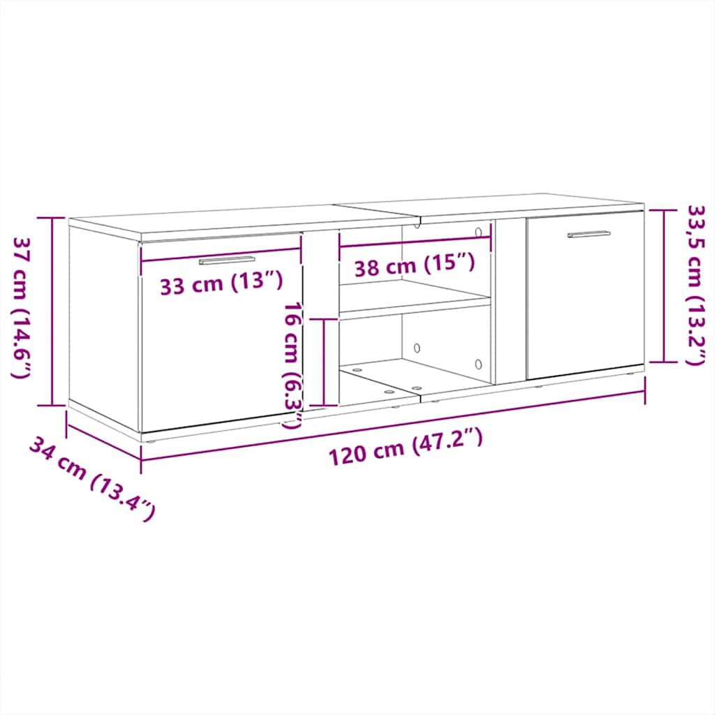 TV-Schrank Grau Sonoma 120x34x37 cm Holzwerkstoff