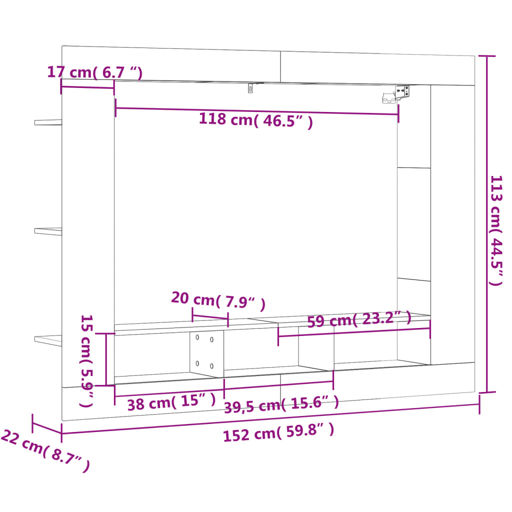 TV-Schrank Weiß 152x22x113 cm Holzwerkstoff