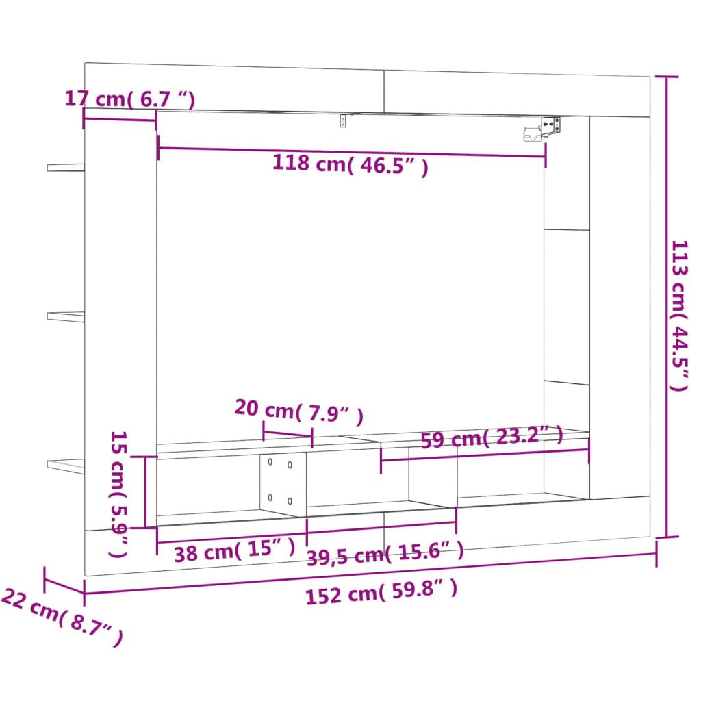 TV-Schrank Schwarz 152x22x113 cm Holzwerkstoff