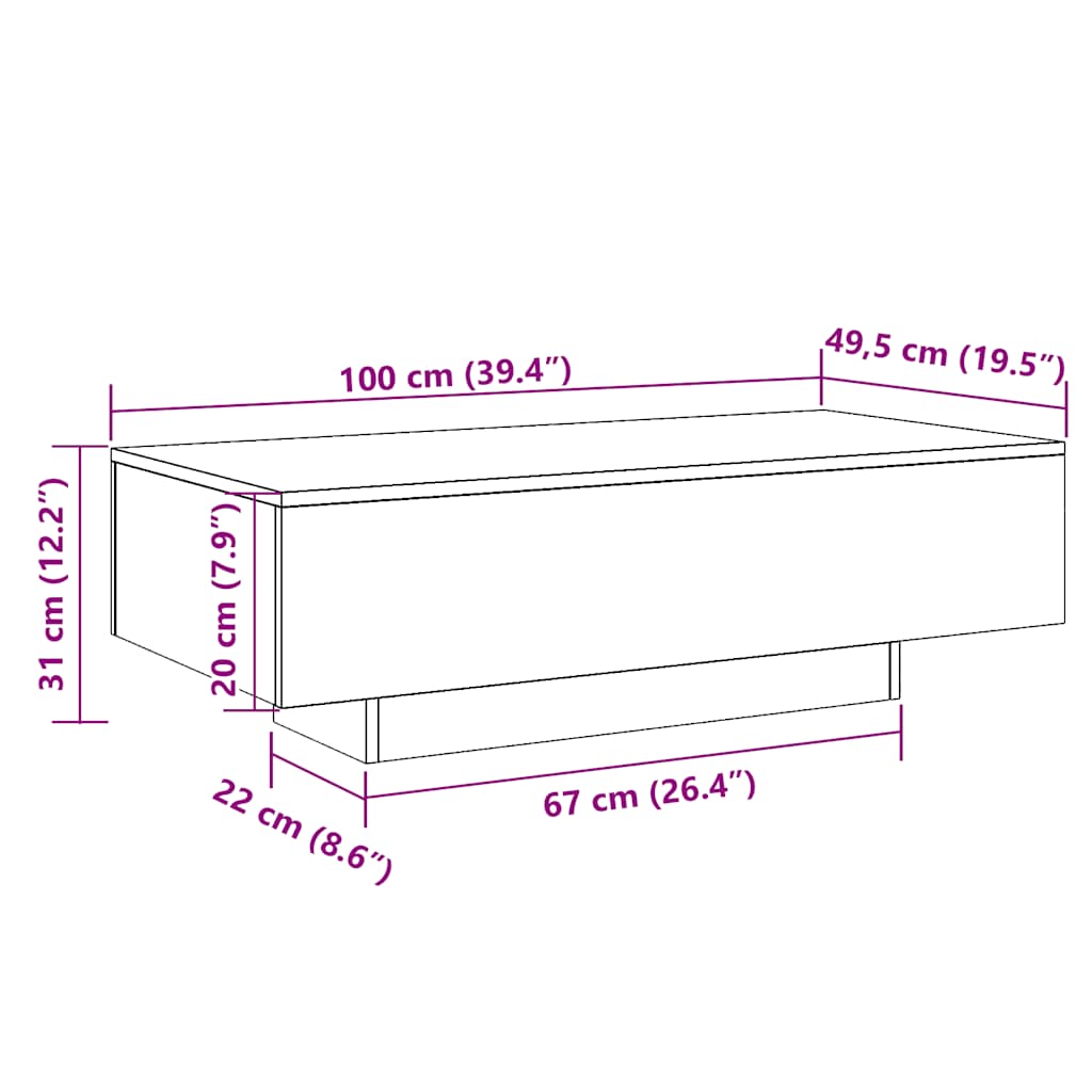 Couchtisch Betongrau 100x49,5x31 cm Holzwerkstoff