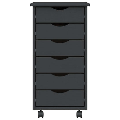 Rollschrank mit Schubladen MOSS Grau Massivholz Kiefer
