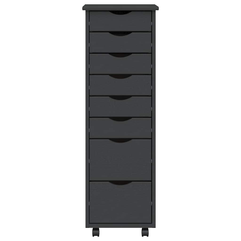 Rollschrank mit Schubladen MOSS Grau Massivholz Kiefer