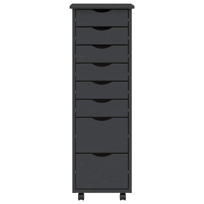 Rollschrank mit Schubladen MOSS Grau Massivholz Kiefer