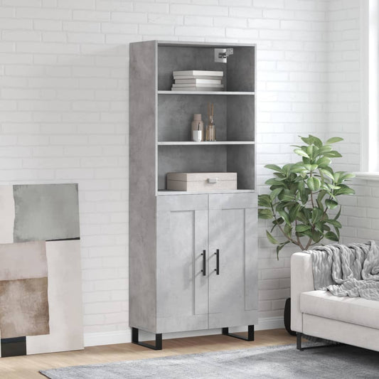 Highboard Betongrau 69,5x34x180 cm Holzwerkstoff