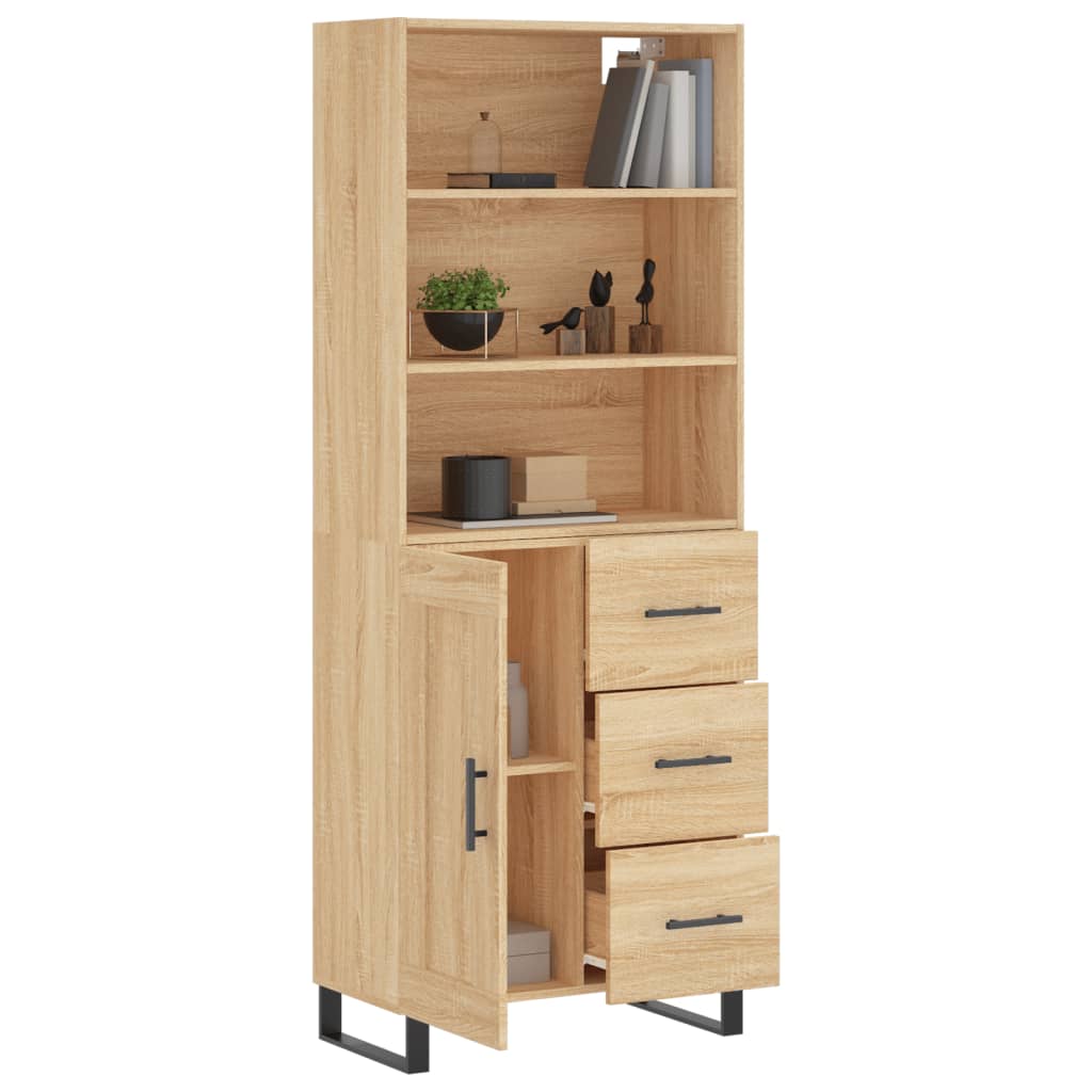 Highboard Sonoma-Eiche 69,5x34x180 cm Holzwerkstoff