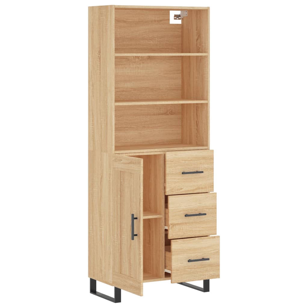 Highboard Sonoma-Eiche 69,5x34x180 cm Holzwerkstoff
