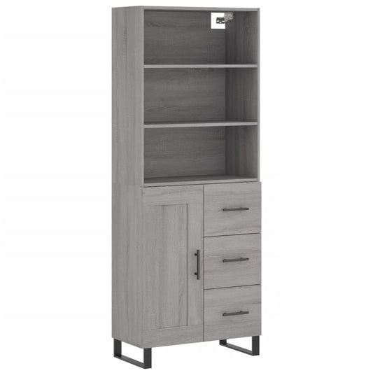 Highboard Grau Sonoma 69,5x34x180 cm Holzwerkstoff