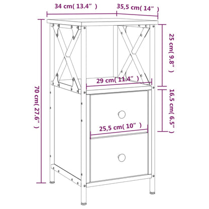 Nachttisch Braun Eichen-Optik 34x35,5x70 cm Holzwerkstoff