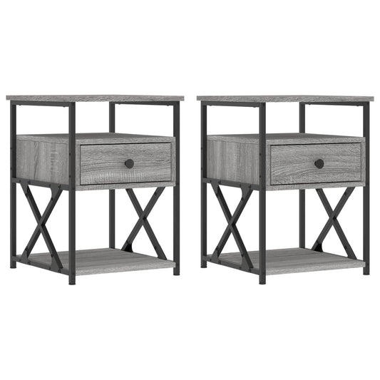 Nachttische 2 Stk. Grau Sonoma 40x42x55 cm Holzwerkstoff