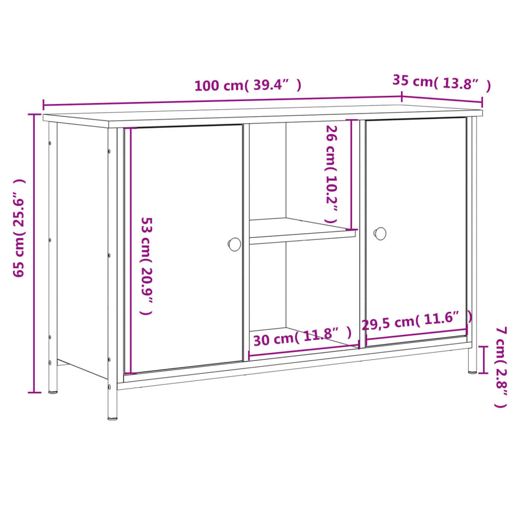 TV-skab Sort 100x35x65 cm Træ Materiale