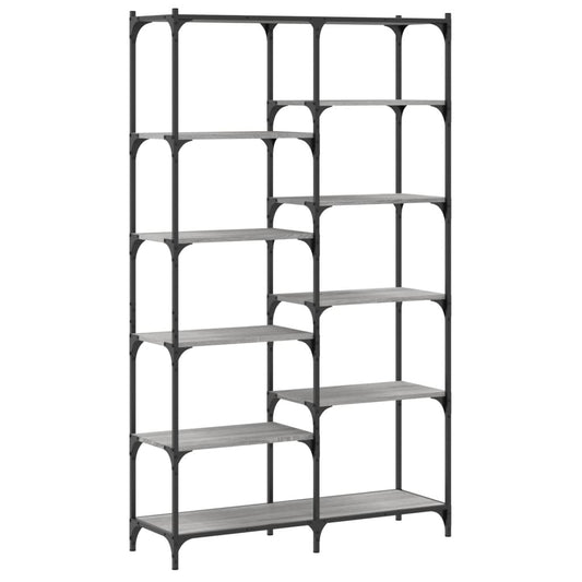 Bücherregal Grau Sonoma 100x32x170 cm Holzwerkstoff und Eisen