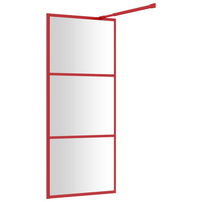 Duschwand für Begehbare Dusche mit ESG Klarglas Rot 80x195 cm
