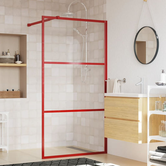 Duschwand für Begehbare Dusche mit ESG Klarglas Rot 115x195 cm