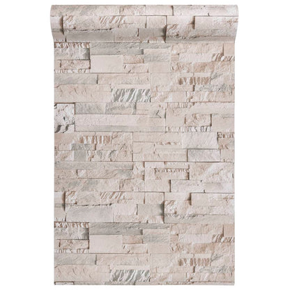 Vliestapete 3D Steinoptik Grau und Beige 10x0,53 m