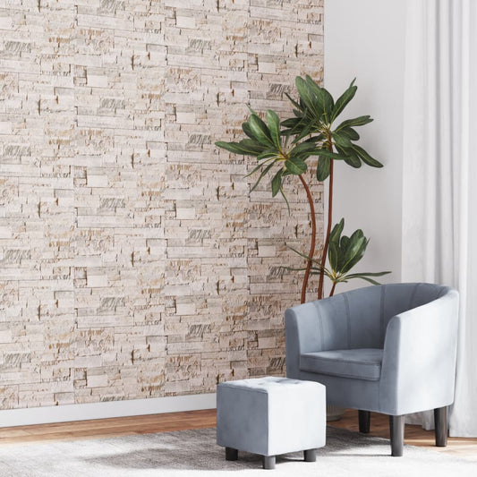 Vliestapete 3D Steinoptik Grau und Beige 10x0,53 m