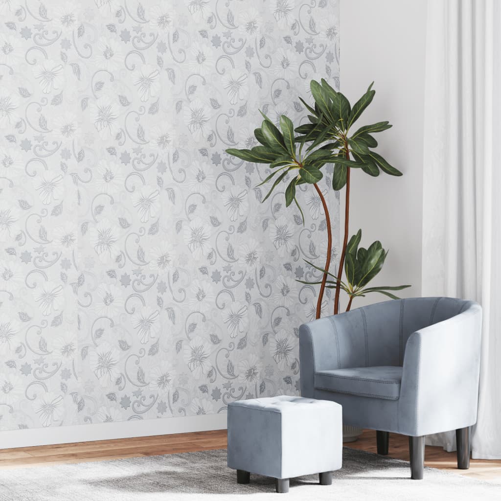 Vliestapete 3D Blumenmuster Grau 10x0,53 m