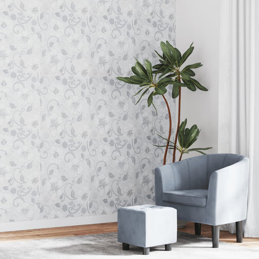 Vliestapete 3D Blumenmuster Grau 10x0,53 m