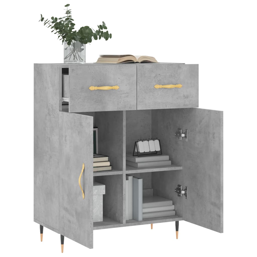 Skænk Beton Grå 69,5x34x90 cm Træ Materiale