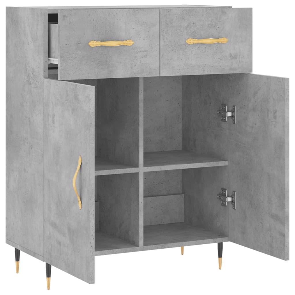 Skænk Beton Grå 69,5x34x90 cm Træ Materiale