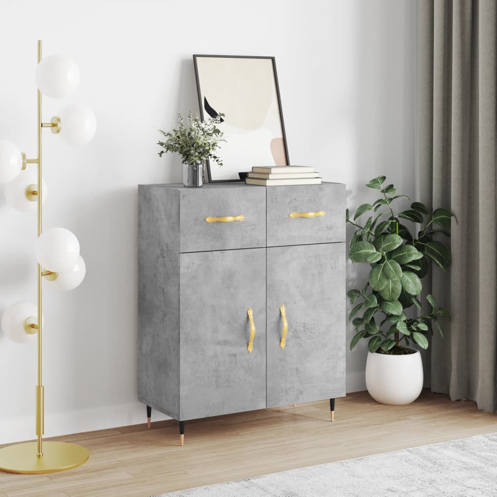Skænk Beton Grå 69,5x34x90 cm Træ Materiale