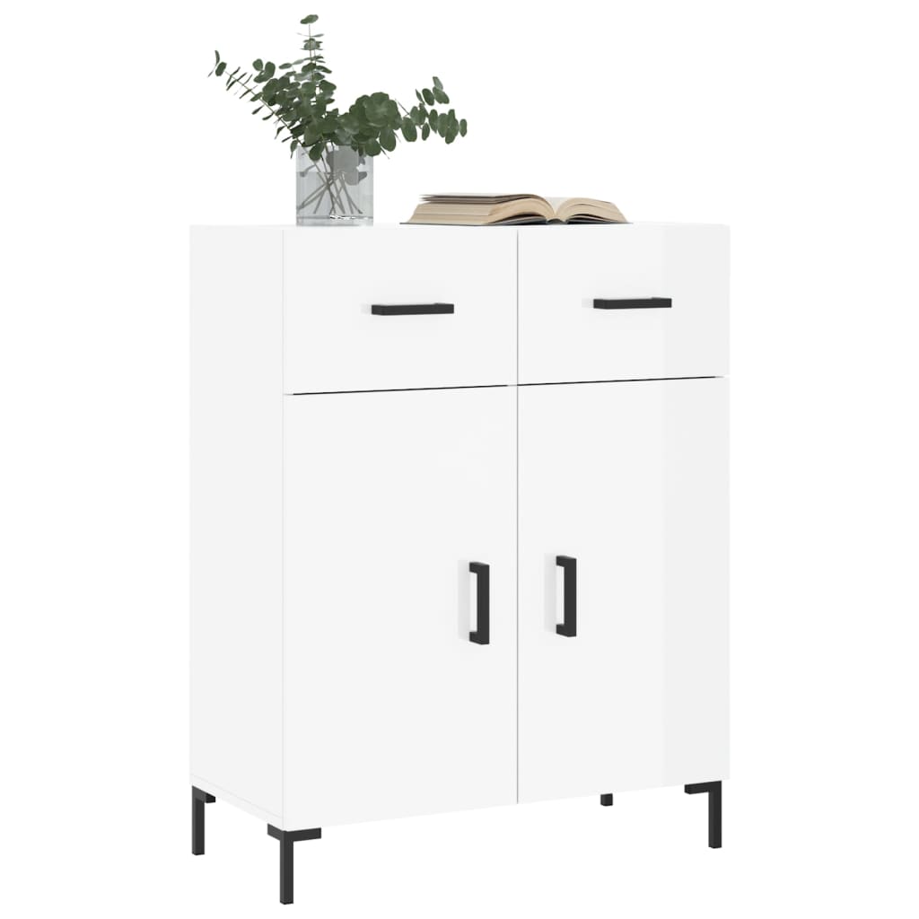 Skænk Højglans Hvid 69,5x34x90 cm Træmateriale