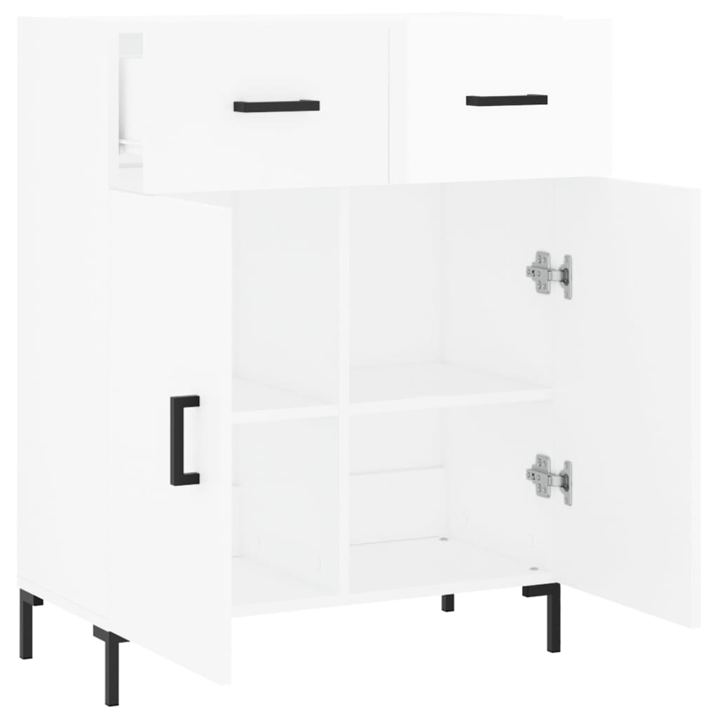 Skænk Højglans Hvid 69,5x34x90 cm Træmateriale