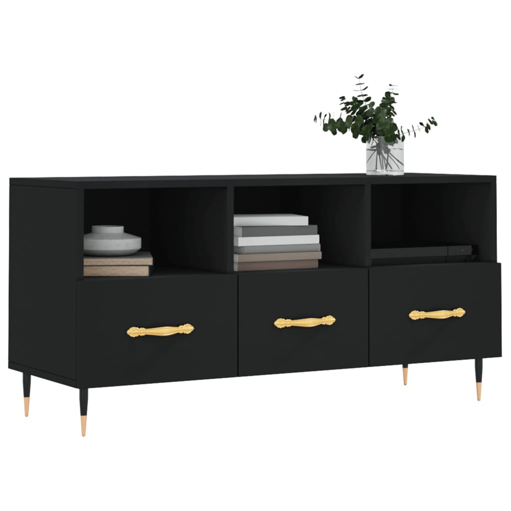 TV-skab Sort 102x36x50 cm Træ Materiale
