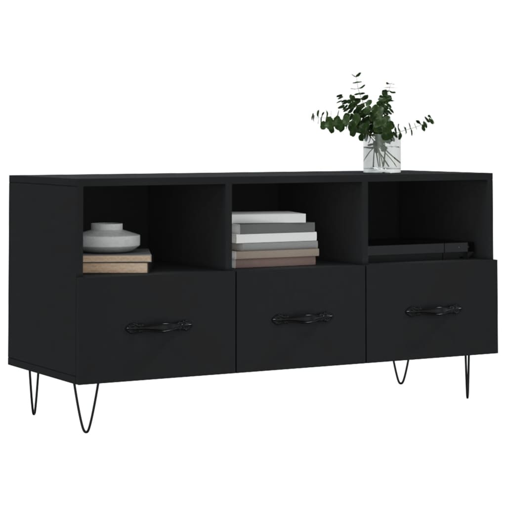 TV-skab Sort 102x36x50 cm Træ Materiale