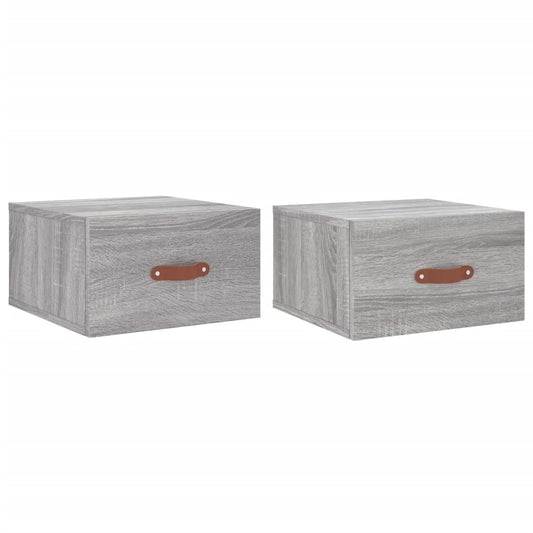 Wand-Nachttische 2 Stk. Grau Sonoma 35x35x20 cm