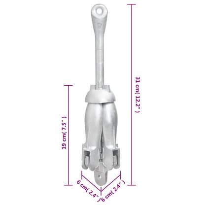 Klappanker mit Seil Silbern 1,5 kg Temperguss