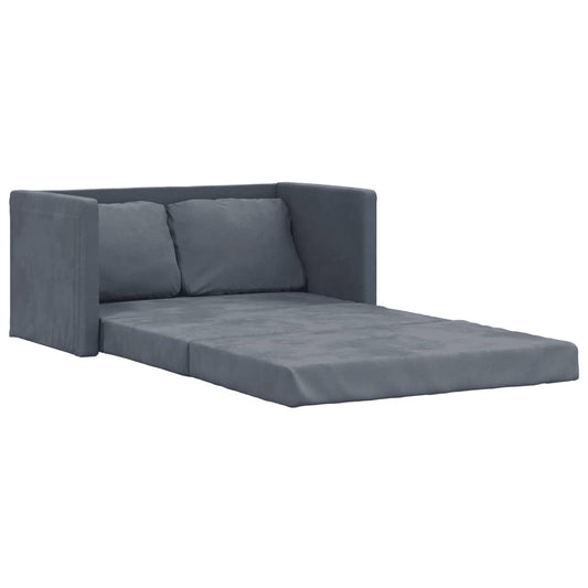 Gulvsofa med sovefunktion mørkegrå 122x204x55 cm fløjl