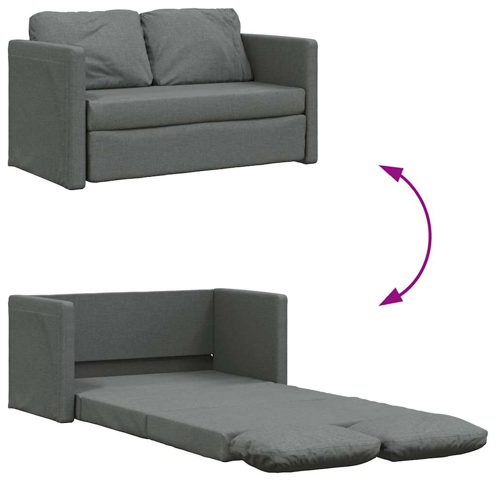 Bodensofa mit Schlaffunktion Dunkelgrau 112x174x55 cm Stoff
