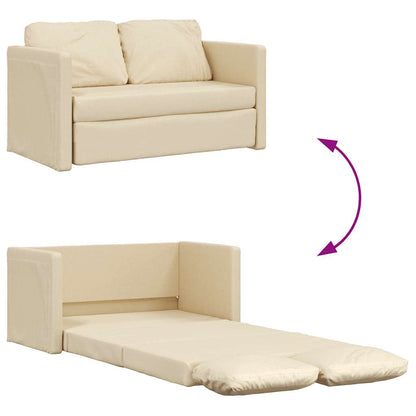 Bodensofa mit Schlaffunktion Creme 112x174x55 cm Stoff